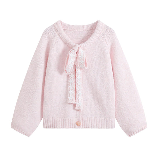 Damen Grobstrick‑Pullover mit floraler Spitzenkordel am Ausschnitt Nord Taschen
