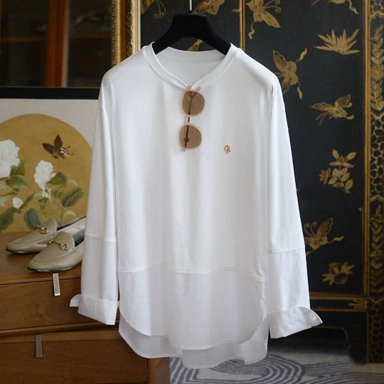 Damen Oversize-Langarmshirt im Lagenlook mit abgerundetem Hoch-Tief-Saum Nord Taschen