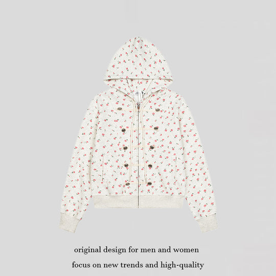 Damen Kapuzen-Sweatjacke mit durchgehendem Reißverschluss, dekorativer Kordel-Ösenverzierung und Military-Detail Nord Taschen