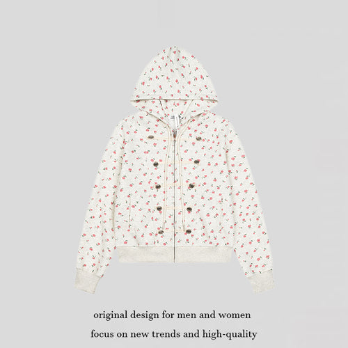 Damen Kapuzen-Sweatjacke mit durchgehendem Reißverschluss, dekorativer Kordel-Ösenverzierung und Military-Detail Nord Taschen