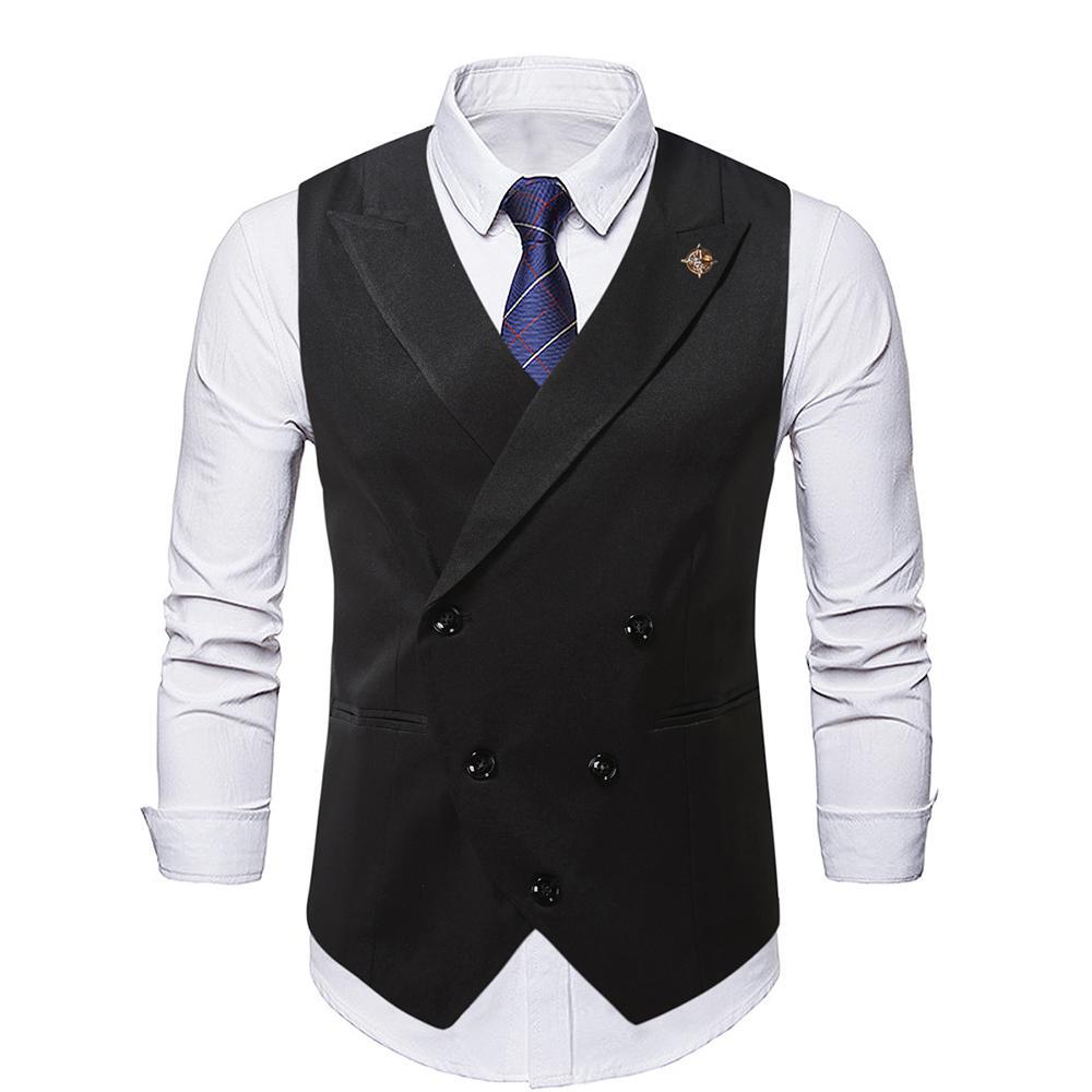 Herren elegante Business-Weste mit doppelter Knopfleiste und feiner Textur