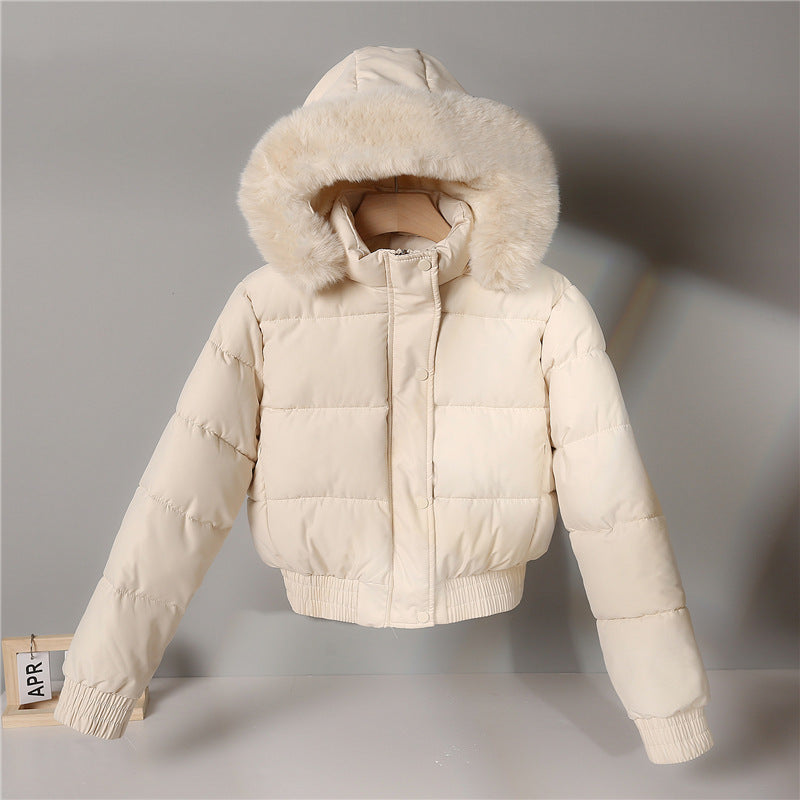Damen nan kurze wattierte Kapuzenjacke mit Kunstfellbesatz, elastischem Saum und verdecktem Reißverschluss Nord Taschen