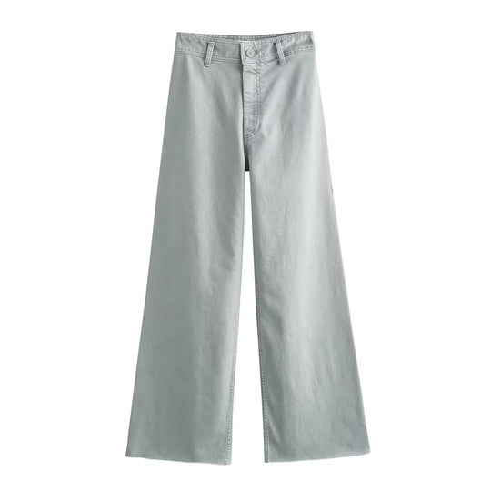 Damen weite High‑Waist Worker‑Hose mit aufgesetzten Gesäßtaschen Nord Taschen