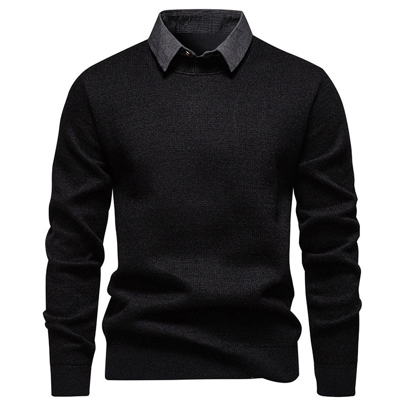Nord Taschen | Herren Strickpullover mit Kontrastkragen