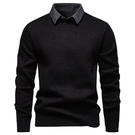 Nord Taschen | Herren Strickpullover mit Kontrastkragen