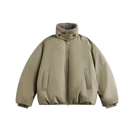Herren Warm gefütterte Field‑Bomberjacke mit Lammfell‑Imitatkragen Nord Taschen