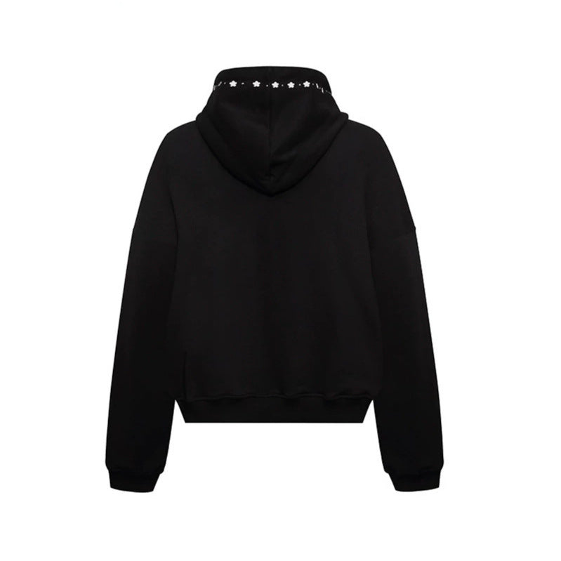 Damen Kapuzen-Zipjacke mit Nietenbesatz und Oversize-Schnitt Nord Taschen