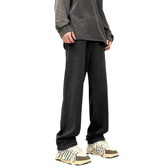 Herren Weite Vintage-Denim-Hose im Baggy‑Straßenstyle mit vorderer Bügelfalte Nord Taschen