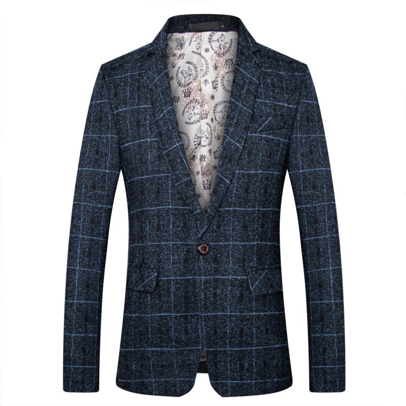Herren Karo-Sakko in Tweed-Optik mit Schalkragen und taillierter Silhouette Nord Taschen