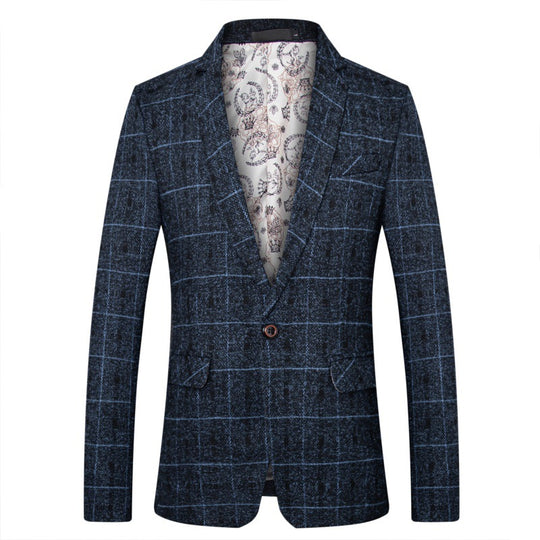 Herren Karo-Sakko in Tweed-Optik mit Schalkragen und taillierter Silhouette Nord Taschen