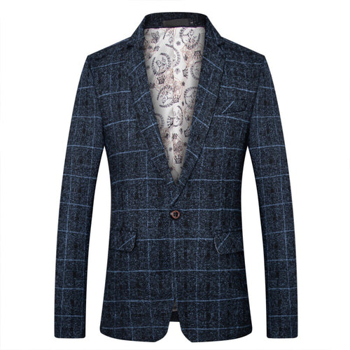 Herren Karo-Sakko in Tweed-Optik mit Schalkragen und taillierter Silhouette Nord Taschen