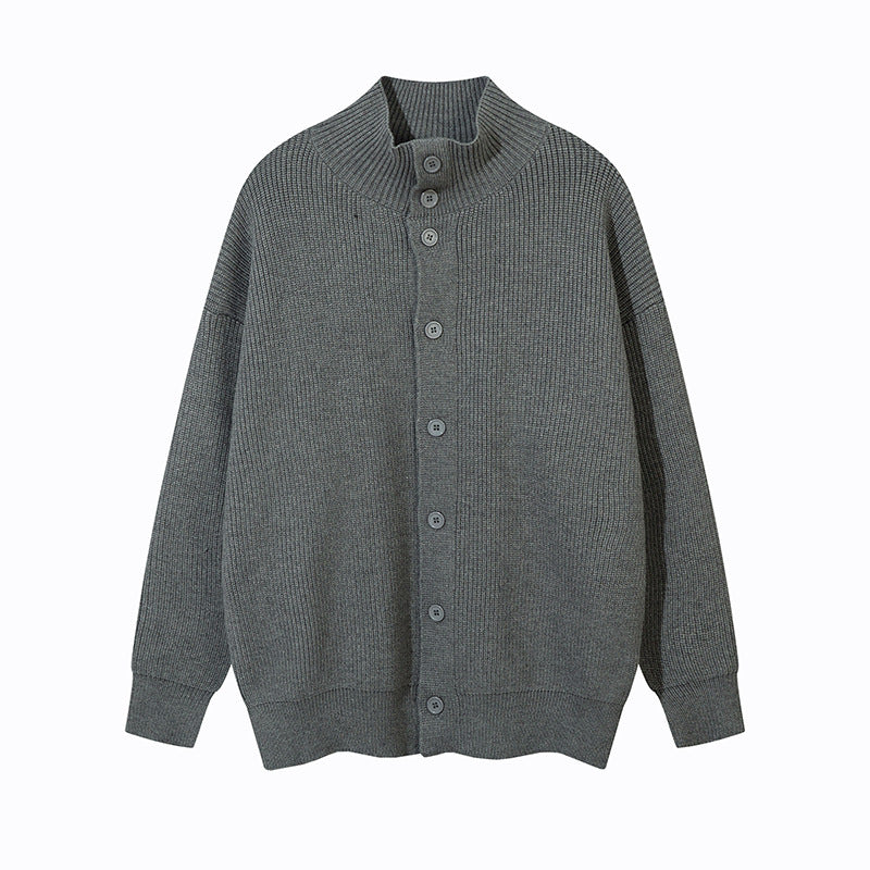 Unisex Oversize-Strickjacke mit Stehkragen und durchgehender Knopfleiste Nord Taschen