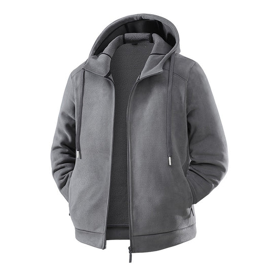 Herren Fleece-Softshell Hybridkapuzenjacke mit Teddy-Innenfutter & verstellbarer Kapuze Nord Taschen