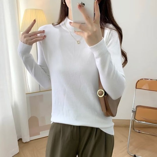 Damen Feiner Langarm-Feinstrickpullover mit schmalem Stehkragen und gerippten Bündchen Nord Taschen