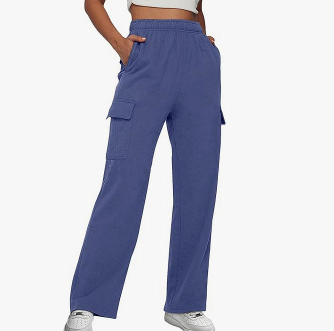 Damen Cargo-Hose mit weitem Bein, elastischem Bund und Cargotaschen Nord Taschen
