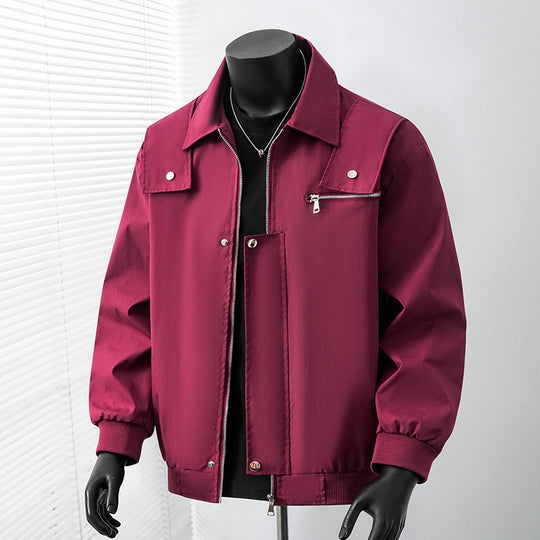 Herren Leicht wattierte Bomber-Coachjacke mit verdeckter Druckknopfleiste, Zipper-Brusttasche & gerippten Bündchen Nord Taschen