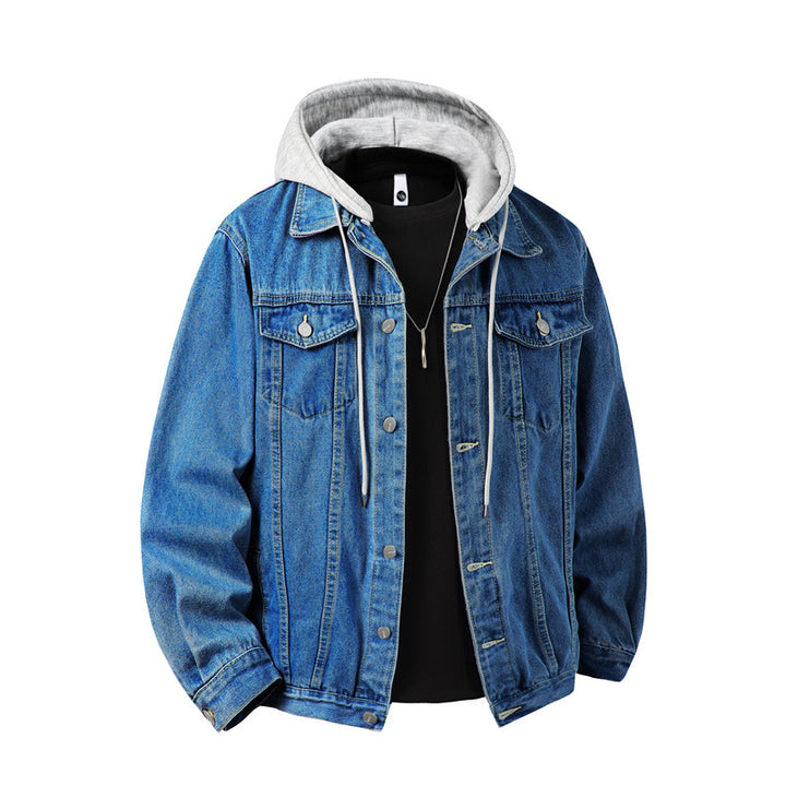 Herren Jeansjacke mit angenähter Kapuze Lagenlook robuste Baumwollmischung Nord Taschen