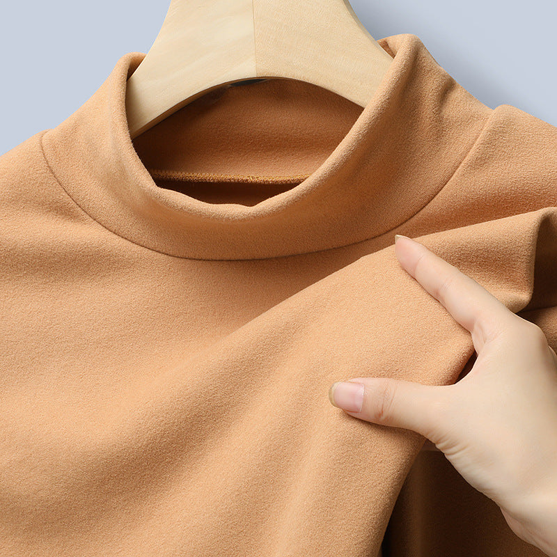 Damen Feines Stretch-Mockneck-Langarmshirt mit engem Stehkragen Nord Taschen