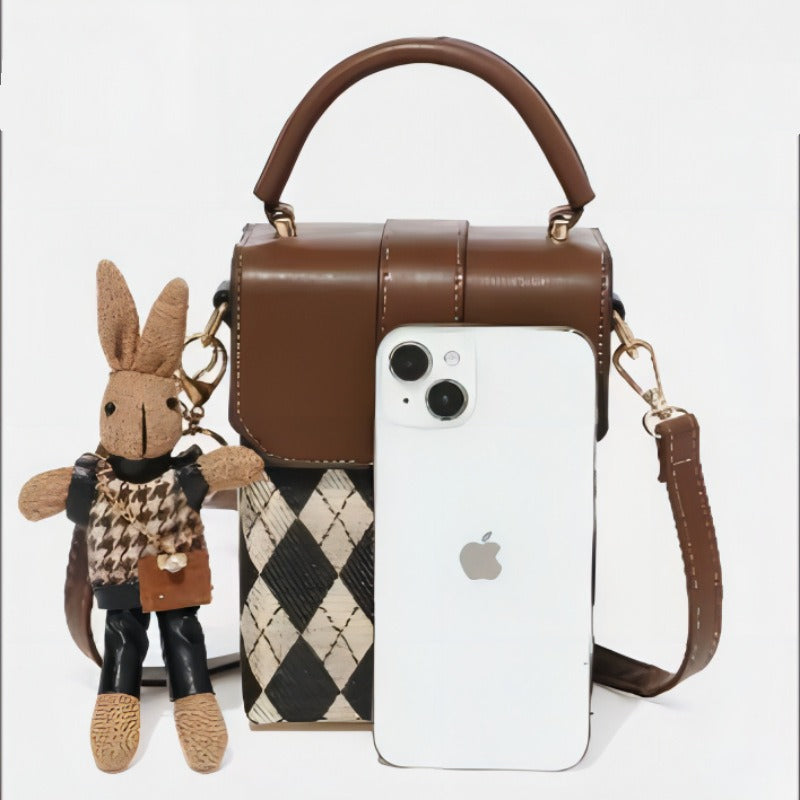 Damen Designer-Handtasche im modernen Karomuster mit abnehmbarem Tragegurt Nord Taschen