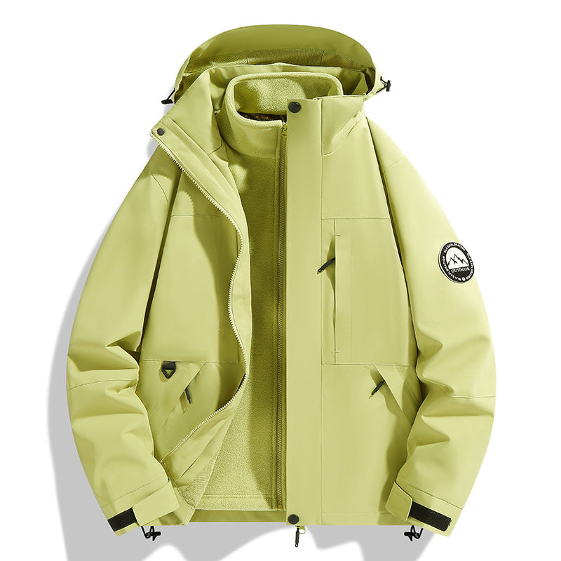 Damen zweilagige Softshell-Outdoorjacke mit herausnehmbarer Fleece-Innenjacke und Kapuze Nord Taschen