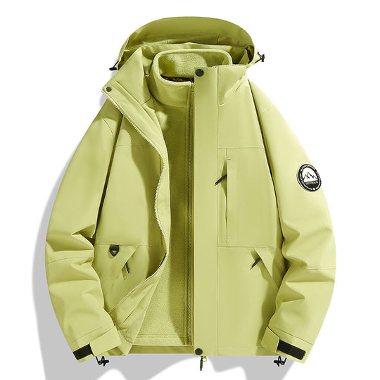 Damen zweilagige Softshell-Outdoorjacke mit herausnehmbarer Fleece-Innenjacke und Kapuze Nord Taschen