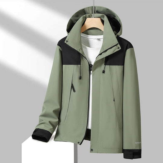 Herren Leichte Softshelljacke mit Kontrast-Schulter, verstellbarer Kapuze und wasserabweisender Membran Nord Taschen