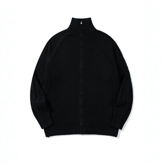 Herren Grobstrick‑Zipjacke mit Funnelkragen, Raglanärmeln und Zopfmuster Nord Taschen