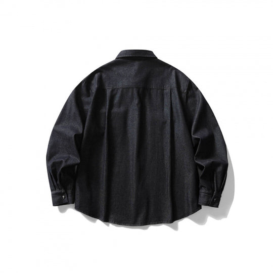 Unisex Kastenförmiges Denim-Overshirt mit Pattentaschen und Hemdkragen Nord Taschen