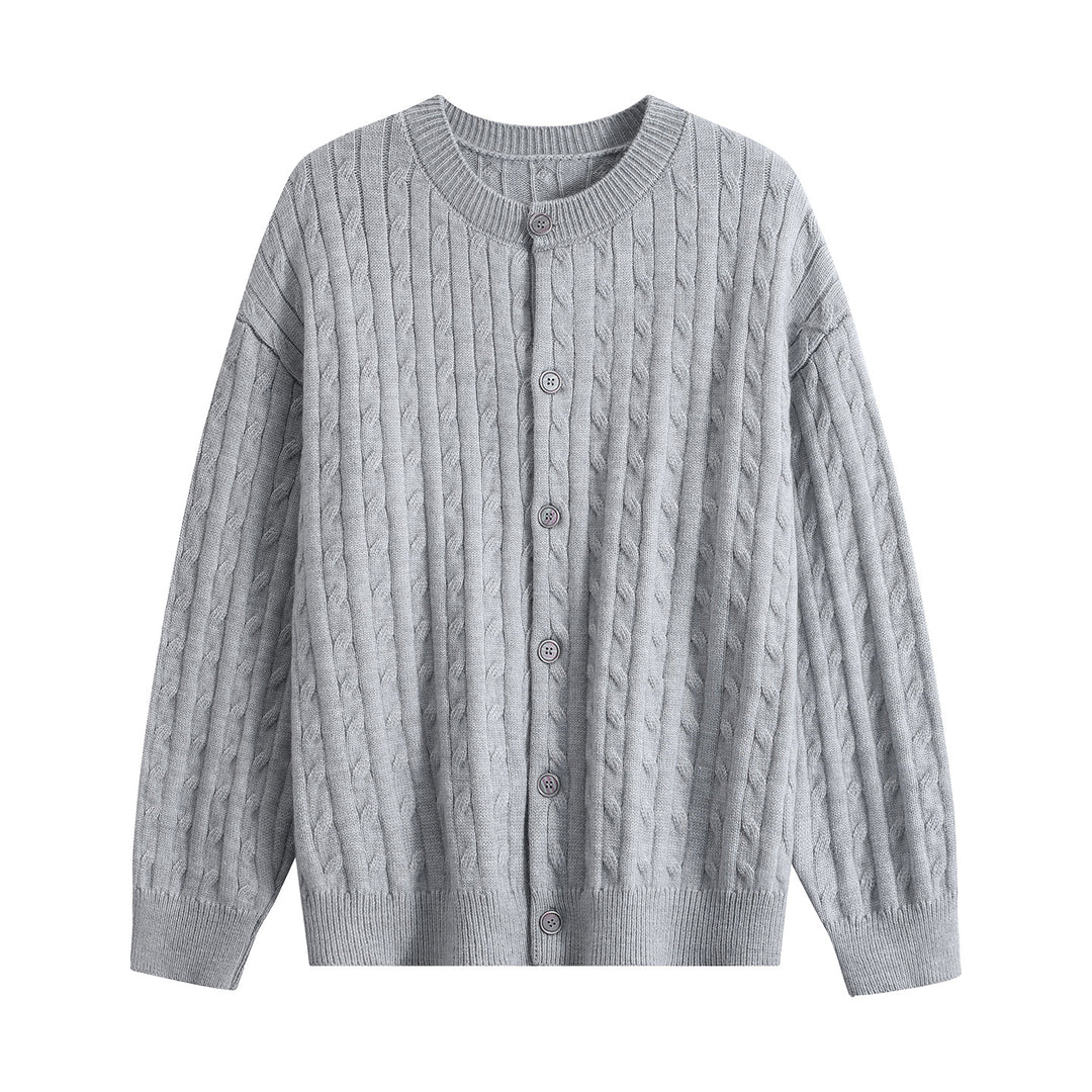 Damen Grobstrick-Cardigan mit Zopfmuster, Rundhalsausschnitt & durchgehender Knopfleiste Nord Taschen