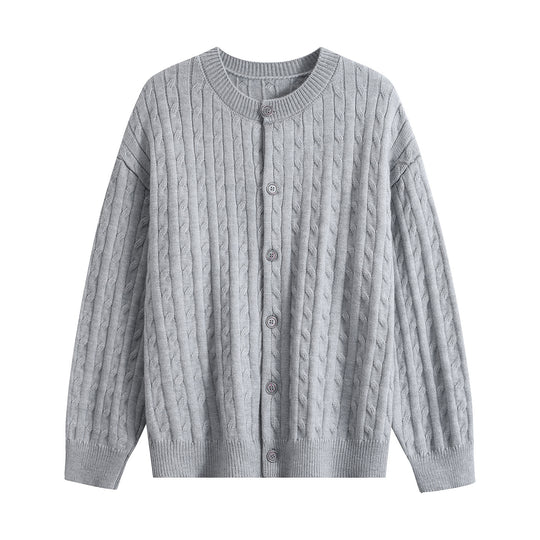 Damen Grobstrick-Cardigan mit Zopfmuster, Rundhalsausschnitt & durchgehender Knopfleiste Nord Taschen