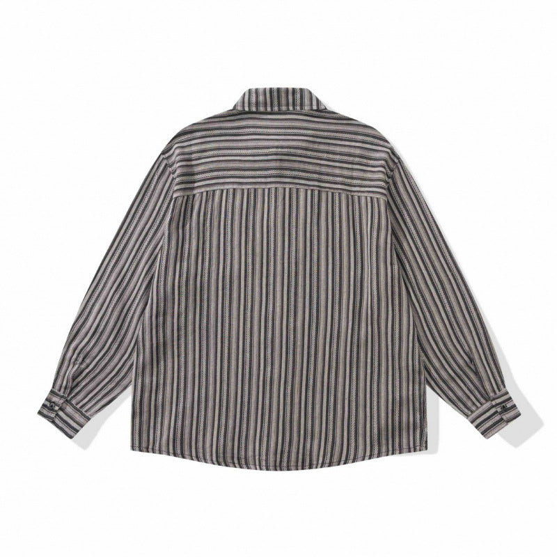Unisex Oversize-Langarmhemd mit vertikalem Streifenmuster und Brusttasche Nord Taschen