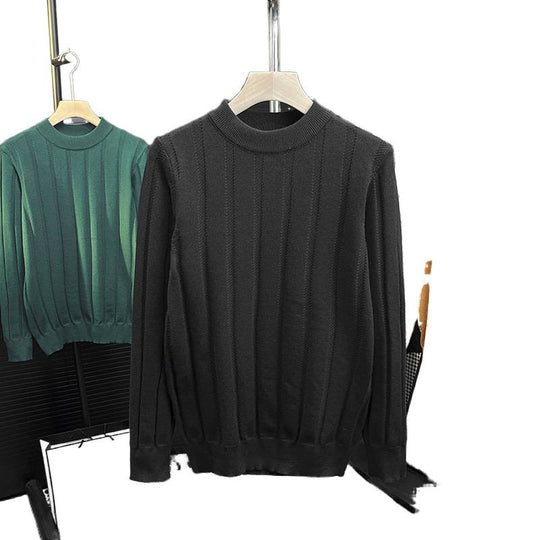 Herren Feinstrick-Pullover mit vertikaler Rippenstruktur und kurzem Stehkragen Nord Taschen