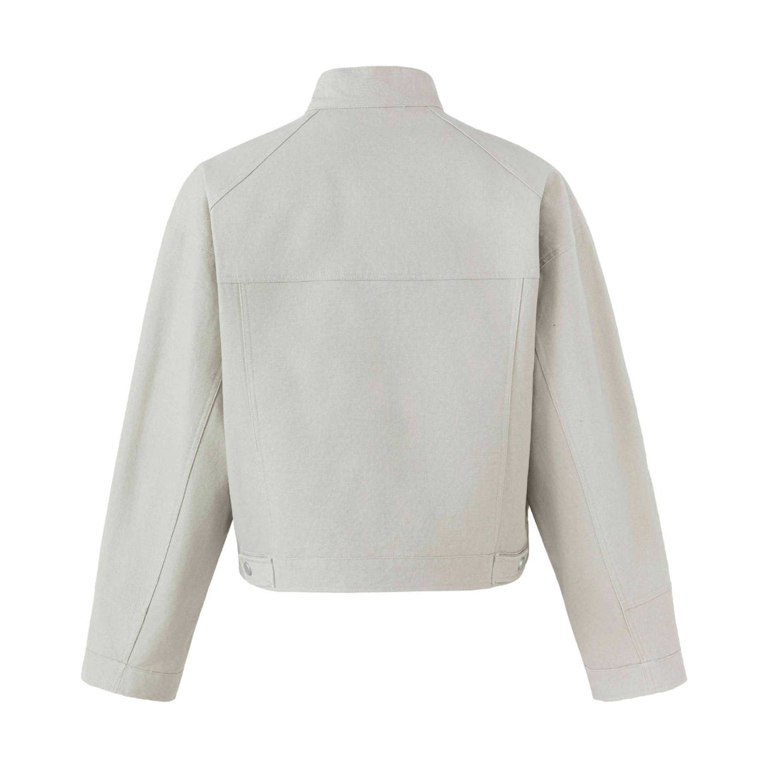 Damen Kurzer Blouson im Fieldstil mit Stehkragen, Brustklappen und abnehmbarem Anhänger Nord Taschen