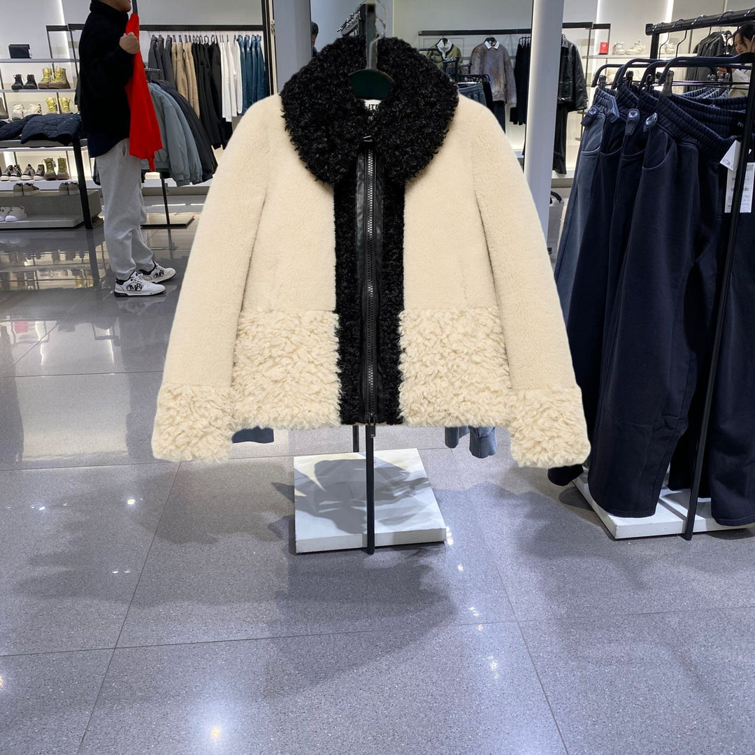 Damen Teddy-Fleece-Blousonjacke mit kontrastierendem Kunstfellkragen Nord Taschen