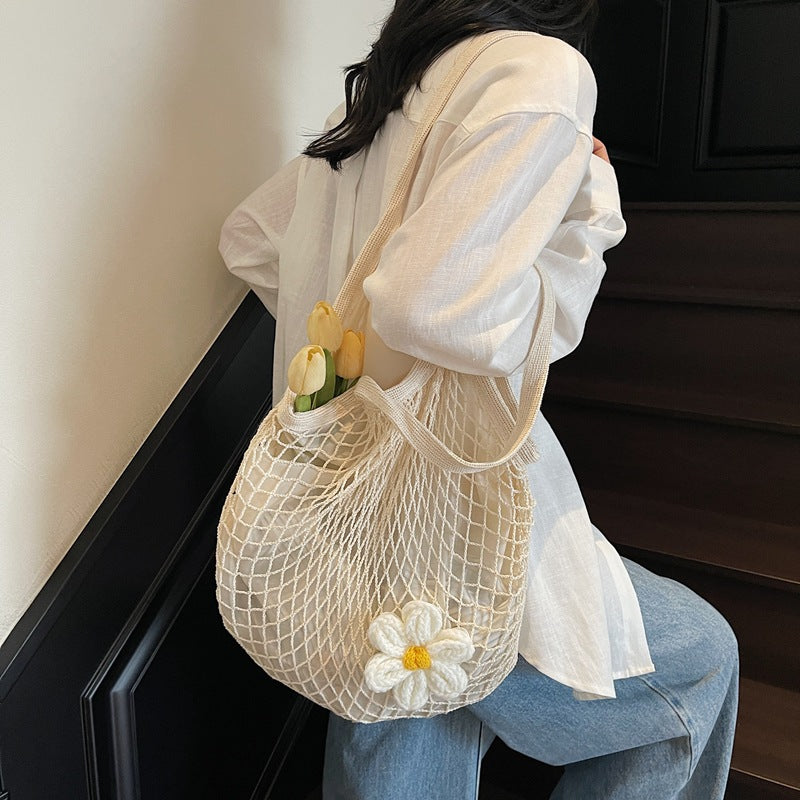 Damen Netz-Tragetasche mit floralem Detail Nord Taschen