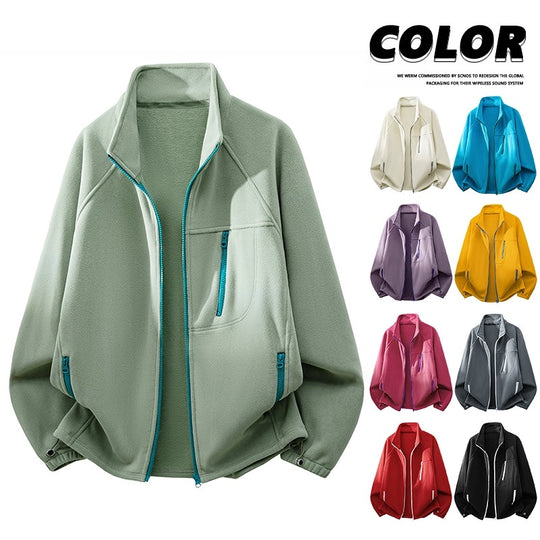 Unisex Leichte Fleecejacke mit Stehkragen, Raglanärmeln und multiplen Reißverschlusstaschen Nord Taschen