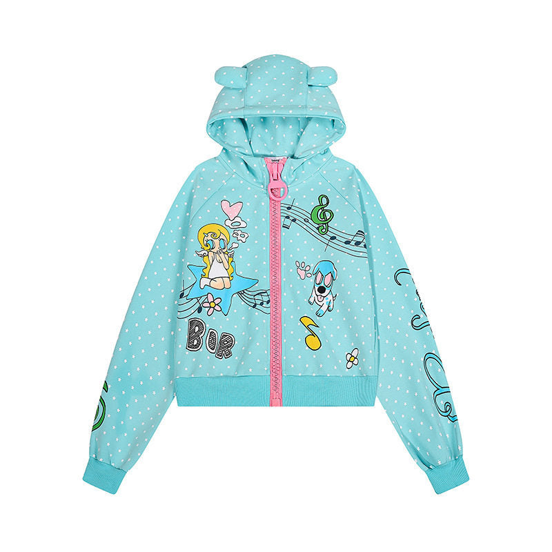 Damen Kuschelige Kapuzenjacke mit Ohren, Allover‑Sternmuster und verspielten Cartoon‑Prints Nord Taschen