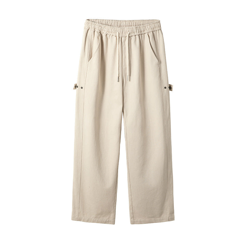Herren Relaxed‑Fit Baumwoll‑Canvas‑Hose mit Elastikbund, Tunnelzug und Utility‑Seitenschlaufen Nord Taschen