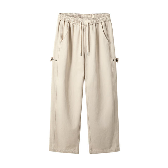 Herren Relaxed‑Fit Baumwoll‑Canvas‑Hose mit Elastikbund, Tunnelzug und Utility‑Seitenschlaufen Nord Taschen
