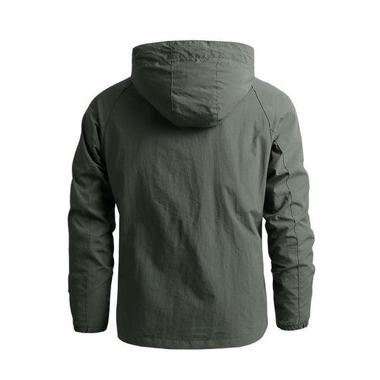 Herren leichte technische Kapuzen-Fieldjacke mit Brustreißverschluss und Multifunktions‑Taschen Nord Taschen
