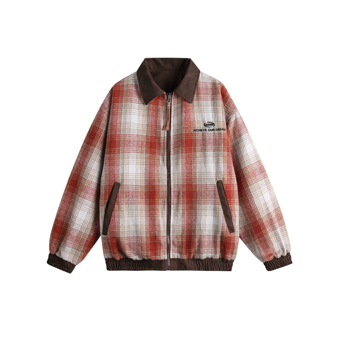 Damen Kurz geschnittene Boxy‑Jacke aus Wildleder‑Optik mit kariertem Kragen und elastischem Saum Nord Taschen
