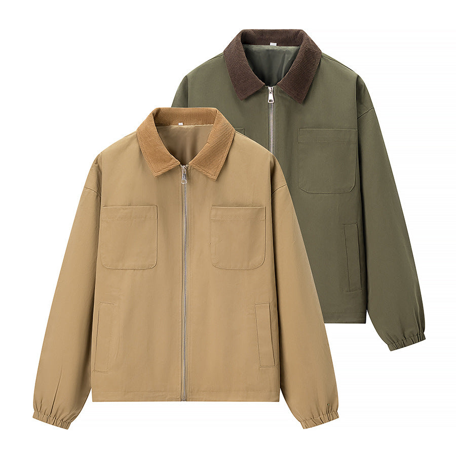 Damen Kurzjacke im Workwear-Stil mit Kordkragen, Reißverschluss und aufgesetzten Brusttaschen Nord Taschen