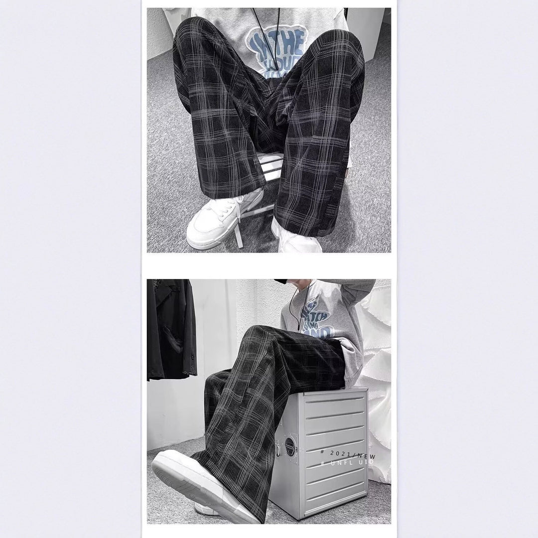 Damen Weit geschnittene Karohose Nord Taschen