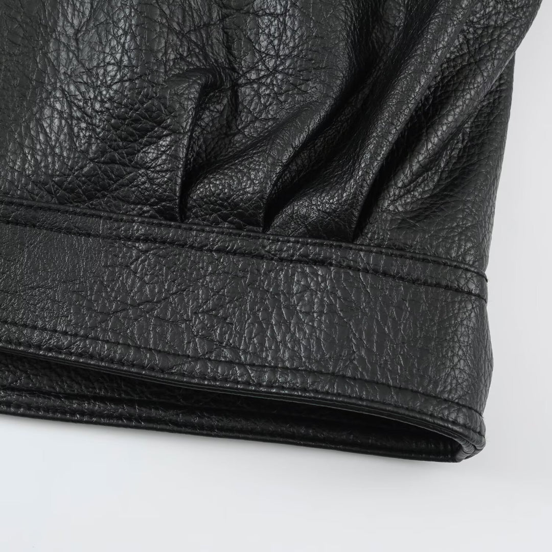Damen Oversized Kunstleder-Capejacke mit hohem Stehkragen und Pattentaschen Nord Taschen