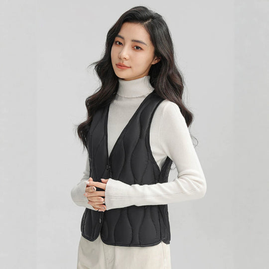 Damen Lange gesteppte Thermoweste mit ergonomischer Wellensteppung Nord Taschen