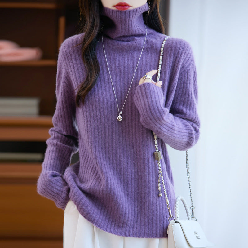 Damen Schlanker Feinstrick-Rollkragenpullover mit feiner Rippenstruktur und kaschmirähnlicher Haptik Nord Taschen