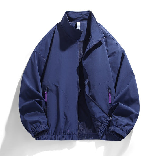 Herren Leichte Windbreaker-Jacke mit Mesh-Innenfutter, Stehkragen und kontrastierten Zipperlaschen Nord Taschen