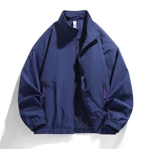 Herren Leichte Windbreaker-Jacke mit Mesh-Innenfutter, Stehkragen und kontrastierten Zipperlaschen Nord Taschen