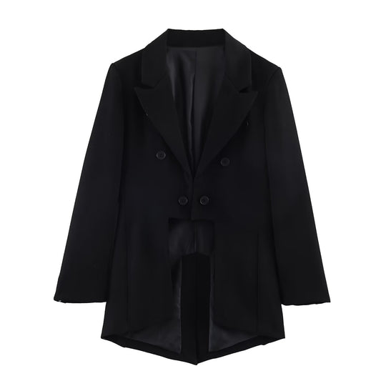 Damen Zweireihiger Blazer mit Schwalbenschwanz‑Saum und Cut‑Out‑Detail Nord Taschen