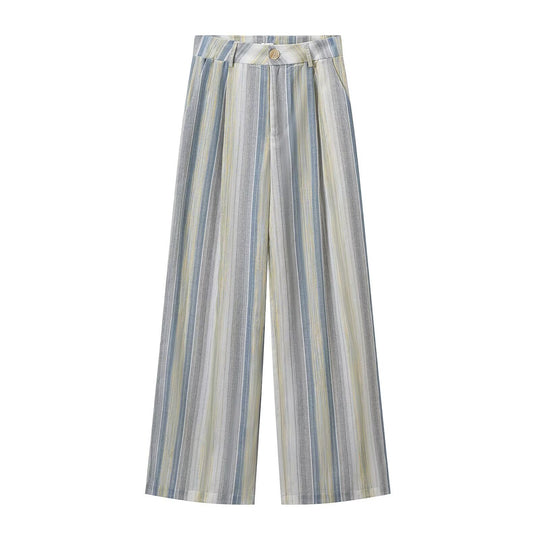 Damen Zweiteiliges Leinenoptik-Set mit ärmelloser Blazerweste, Taillenband und weiter Bundfaltenhose Nord Taschen